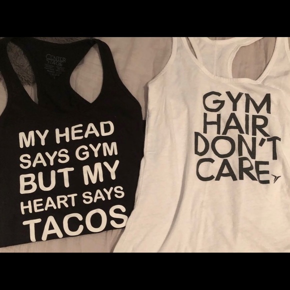 Tops - Gym tanks with cute sayings.